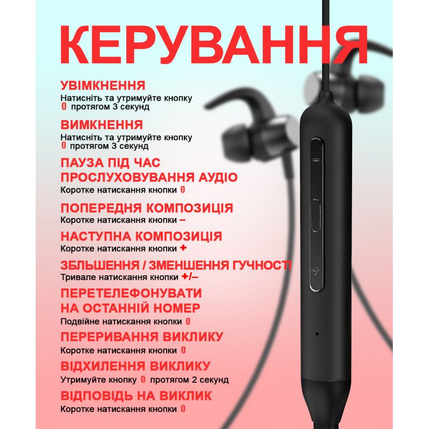 Навушники Bluetooth WALKER WBT-27 black