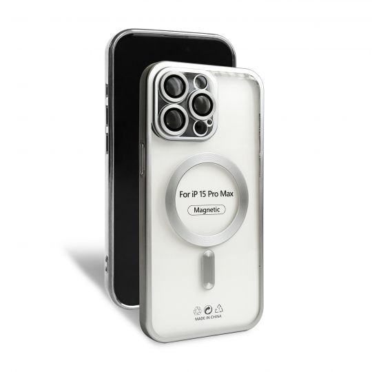 Чехол с функцией MagSafe для Apple iPhone 15 Pro Max grey (12) матовый