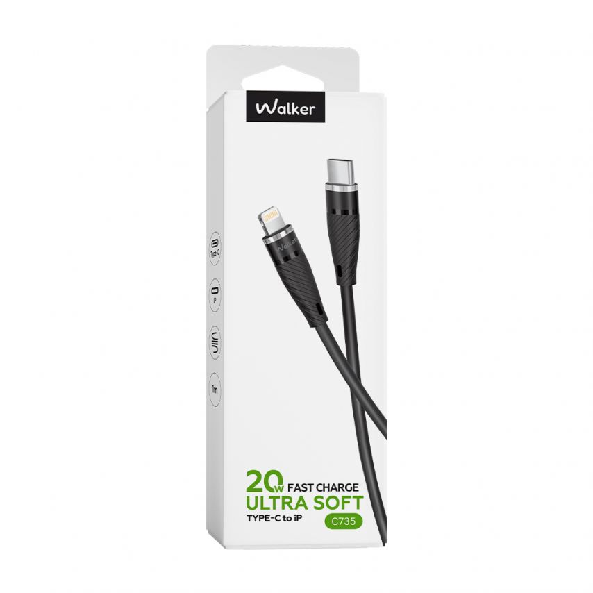 Кабель USB WALKER C735 Type-C to Lightning 20W black