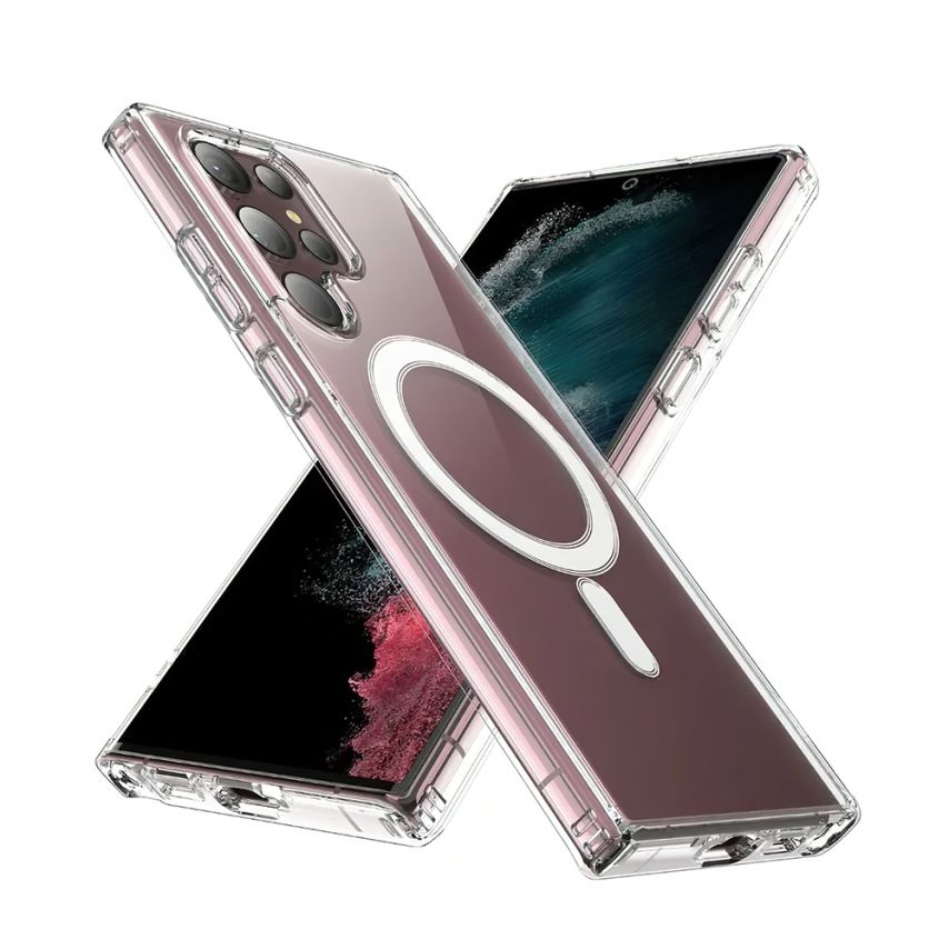 Чехол Original с функцией MagSafe для Samsung Galaxy S23 Ultra/S918 (2023) прозрачный с индикатором установки