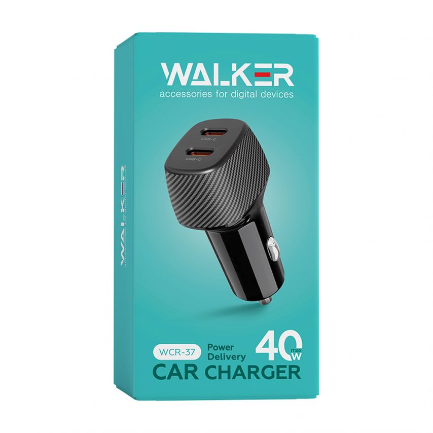 Автомобильное зарядное устройство (адаптер) WALKER WCR-37 PD_20W / PD_20W / 40W Max black