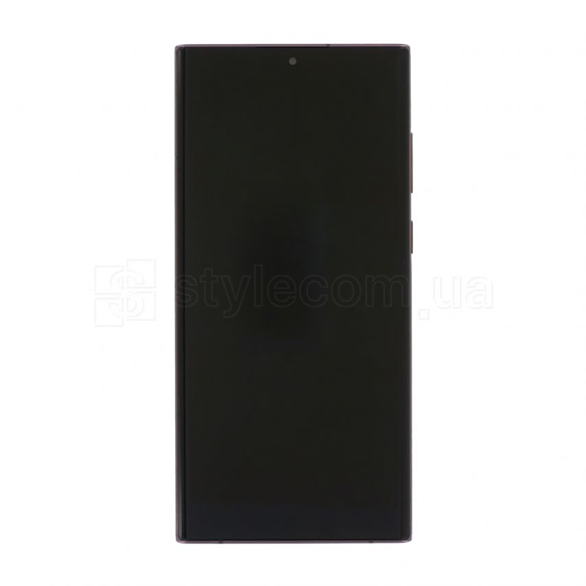 Дисплей (LCD) для Samsung Galaxy S22 Ultra/S908 (2022) с тачскрином и рамкой burgundy Service Original (PN:GH82-27488B, GH82-27489B)