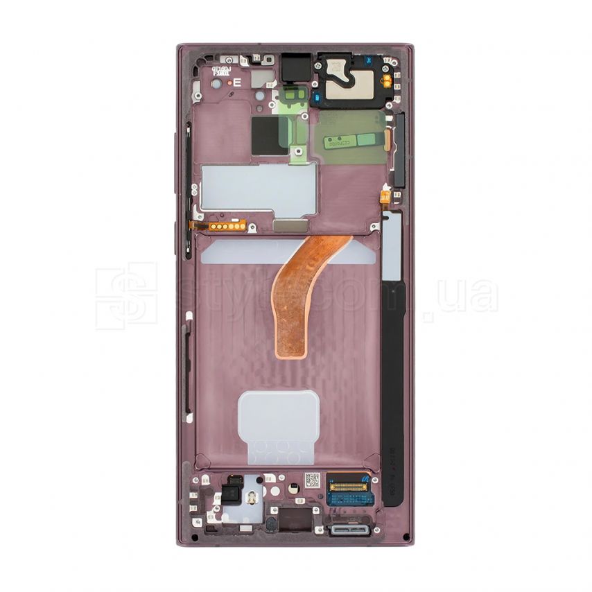 Дисплей (LCD) для Samsung Galaxy S22 Ultra/S908 (2022) з тачскріном та рамкою burgundy Service Original (PN:GH82-27488B, GH82-27489B)