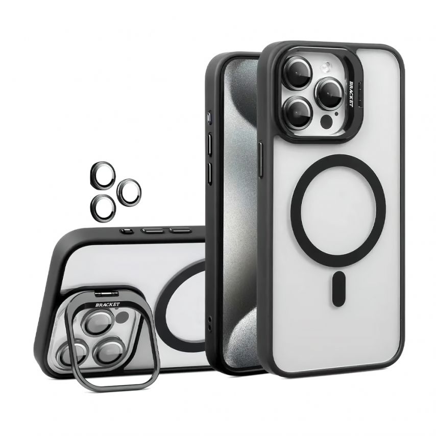 Чохол з функцією MagSafe для Apple iPhone 14 з підставкою та захистом для камер black