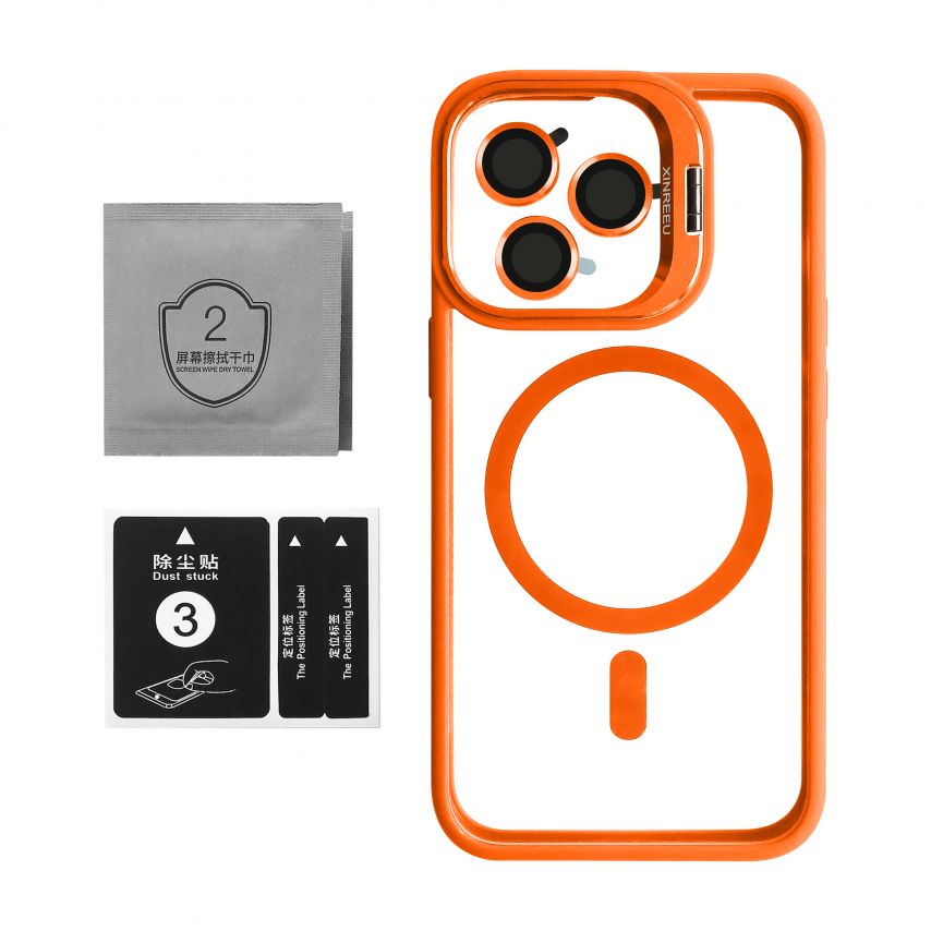 Чехол с функцией MagSafe для Apple iPhone 13 Pro Max с подставкой и защитой для камер orange