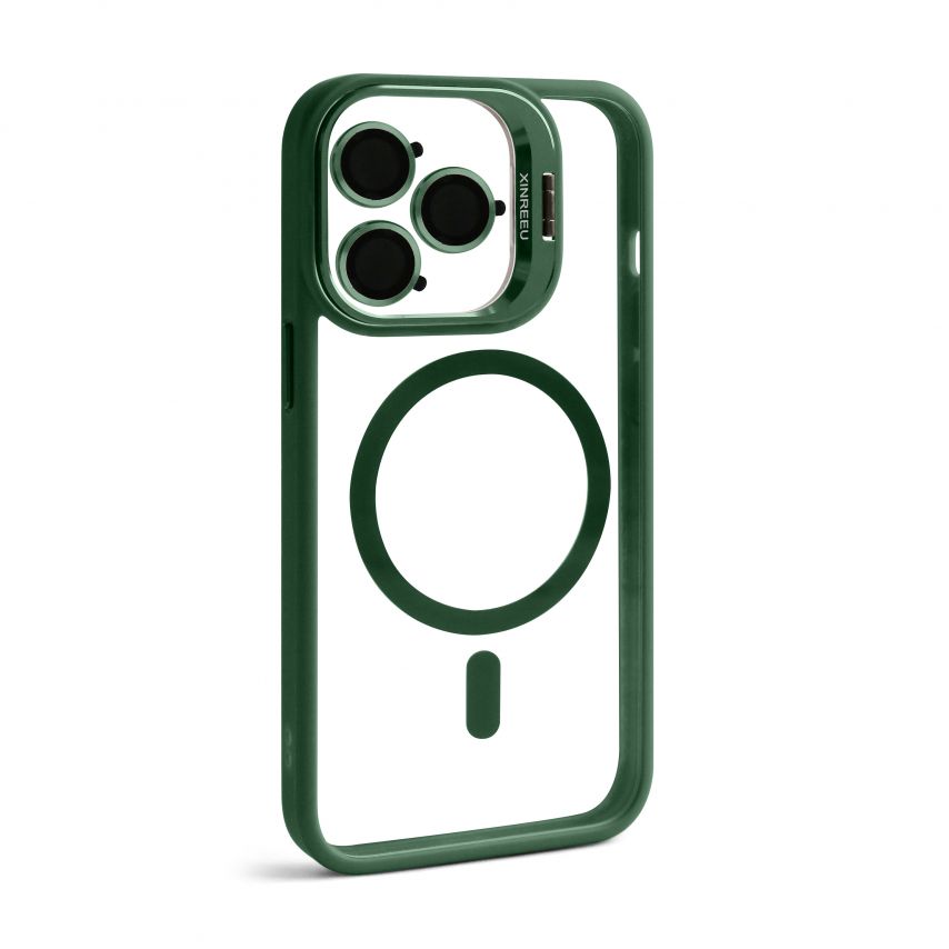 Чехол с функцией MagSafe для Apple iPhone 13 Pro с подставкой и защитой для камер green