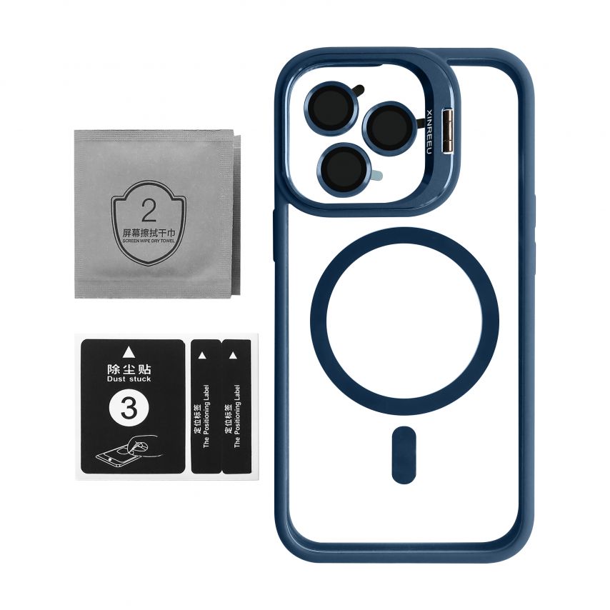 Чехол с функцией MagSafe для Apple iPhone 13 Pro с подставкой и защитой для камер dark blue