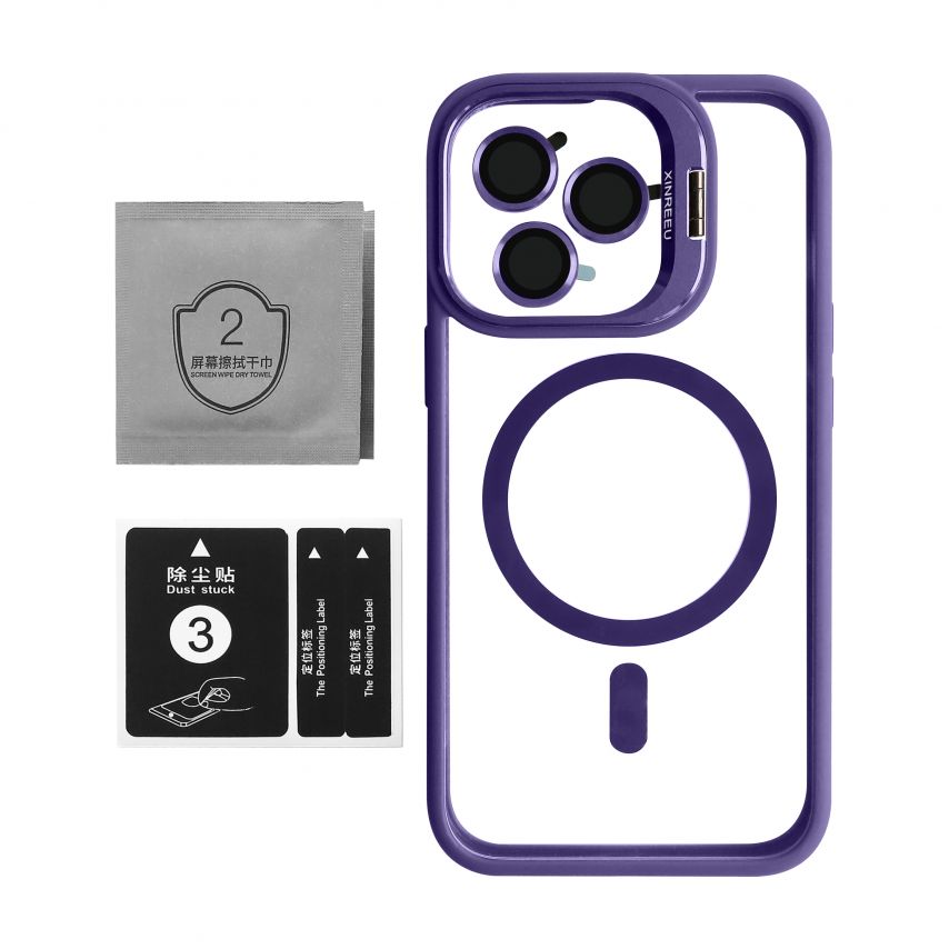 Чохол з функцією MagSafe для Apple iPhone 13 Pro з підставкою та захистом для камер violet