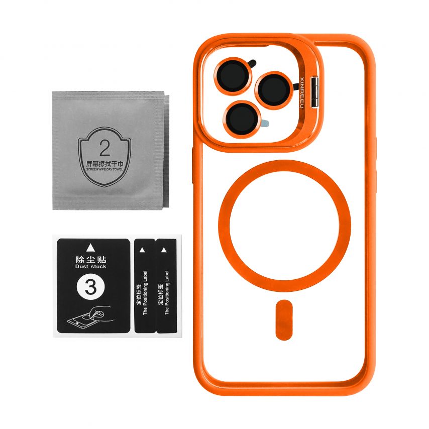 Чехол с функцией MagSafe для Apple iPhone 13 Pro с подставкой и защитой для камер orange