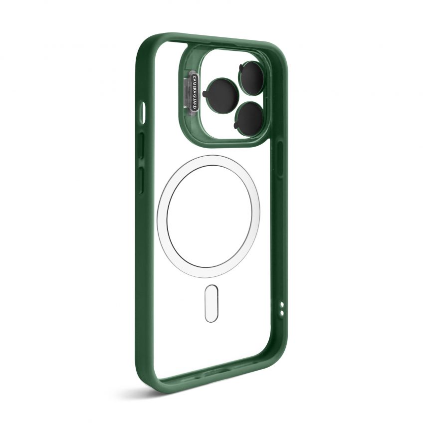Чехол с функцией MagSafe для Apple iPhone 13 Pro Max с подставкой и защитой для камер green
