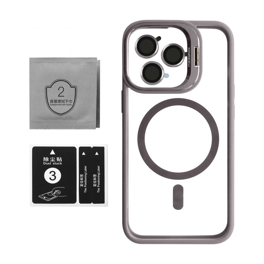 Чохол з функцією MagSafe для Apple iPhone 13 Pro Max з підставкою та захистом для камер light grey