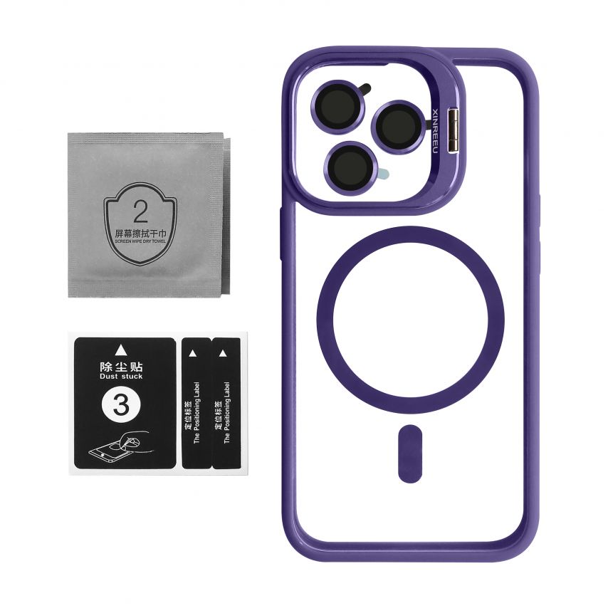 Чехол с функцией MagSafe для Apple iPhone 13 Pro Max с подставкой и защитой для камер violet
