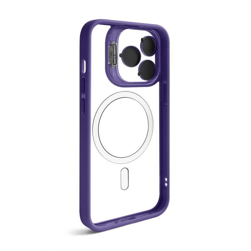 Чехол с функцией MagSafe для Apple iPhone 13 Pro Max с подставкой и защитой для камер violet