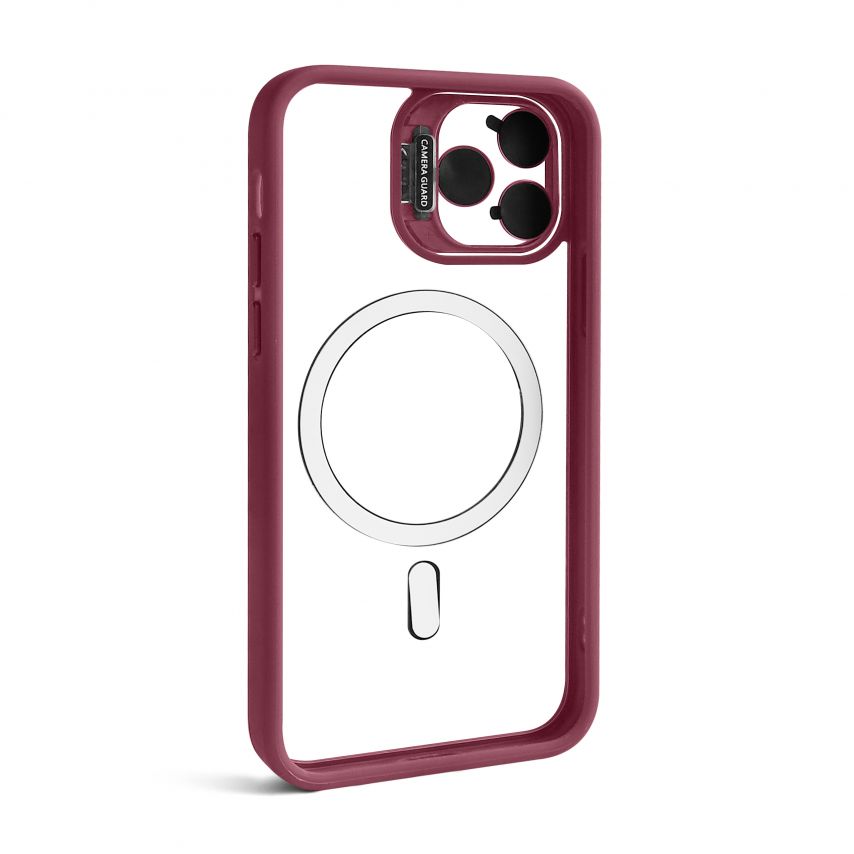 Чехол с функцией MagSafe для Apple iPhone 11 Pro Max с подставкой и защитой для камер bordo