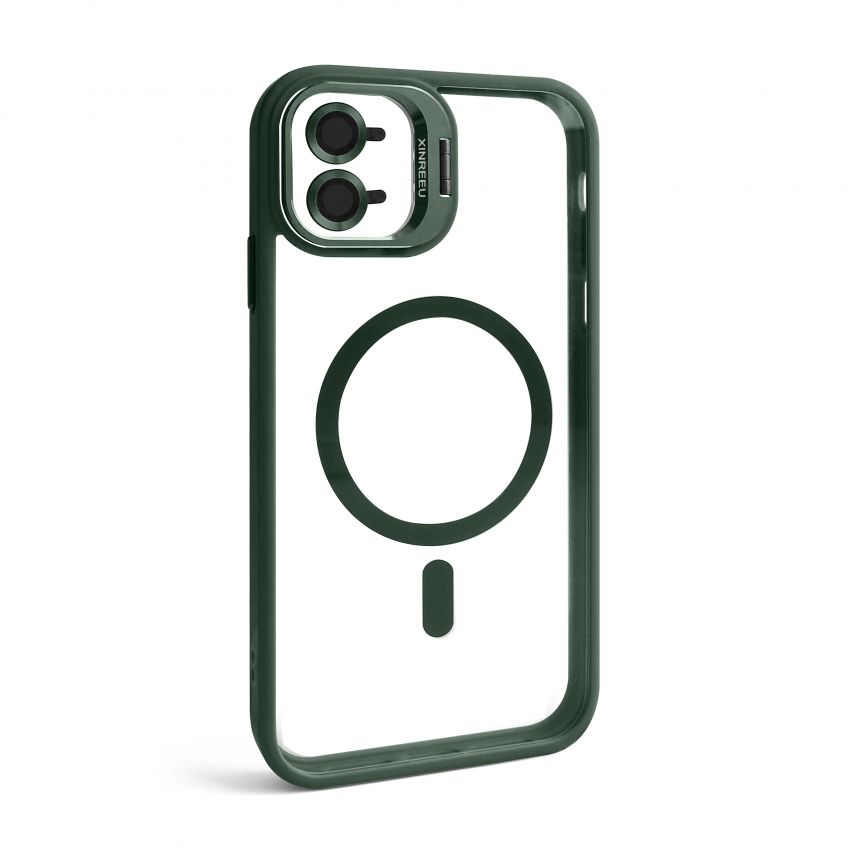 Чехол с функцией MagSafe для Apple iPhone 11 с подставкой и защитой для камер green