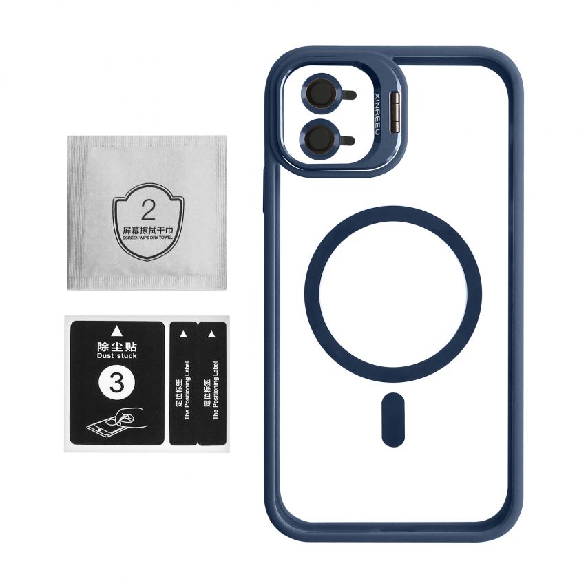 Чехол с функцией MagSafe для Apple iPhone 11 с подставкой и защитой для камер dark blue