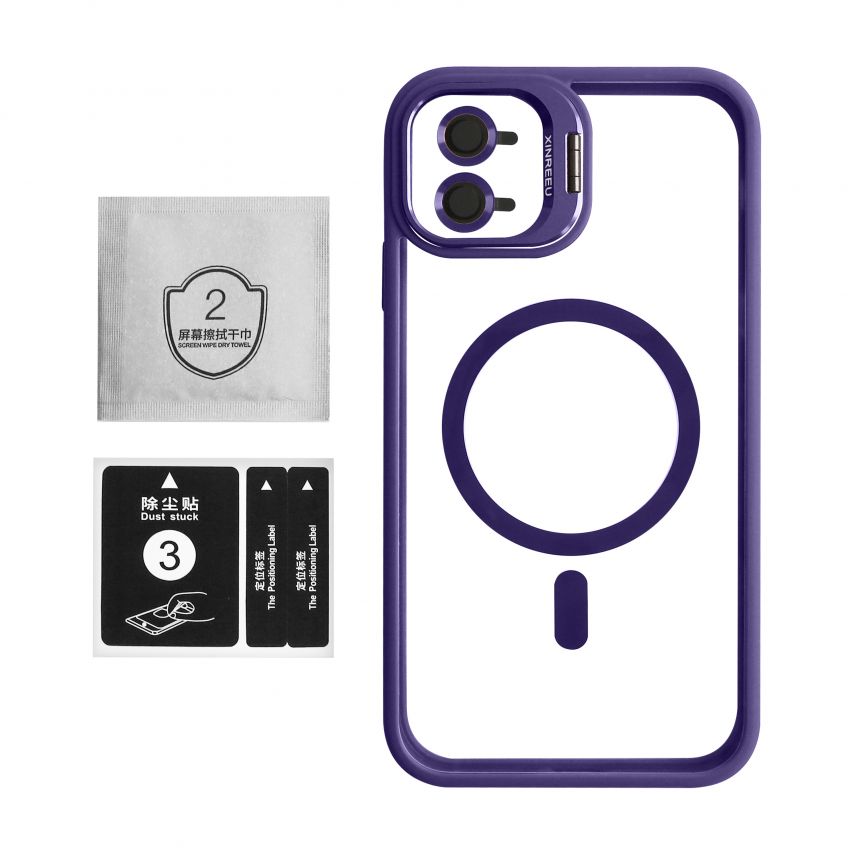Чохол з функцією MagSafe для Apple iPhone 11 з підставкою та захистом для камер violet