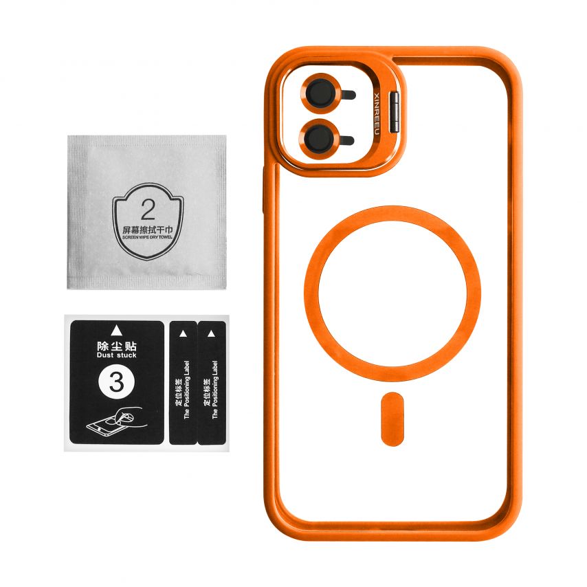 Чехол с функцией MagSafe для Apple iPhone 11 с подставкой и защитой для камер orange