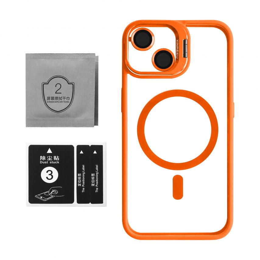 Чехол с функцией MagSafe для Apple iPhone 13 с подставкой и защитой для камер orange