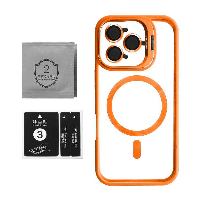 Чохол з функцією MagSafe для Apple iPhone 15 Pro з підставкою та захистом для камер orange