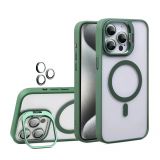 Чехол с функцией MagSafe для Apple iPhone 15 Pro Max с подставкой и защитой для камер green