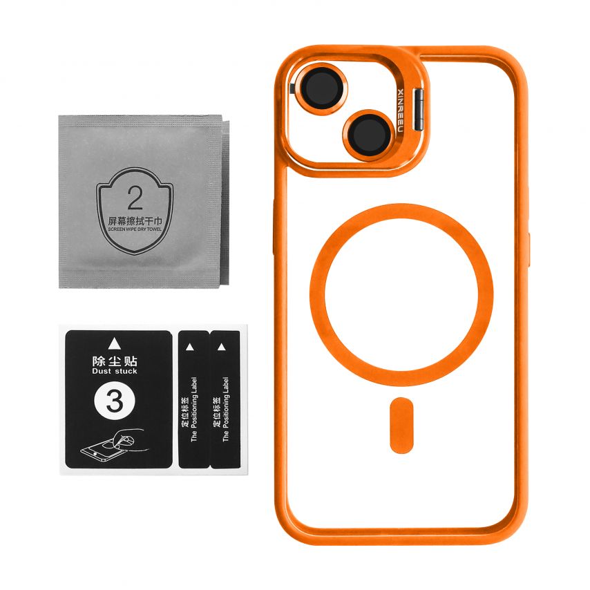 Чохол з функцією MagSafe для Apple iPhone 14 з підставкою та захистом для камер orange