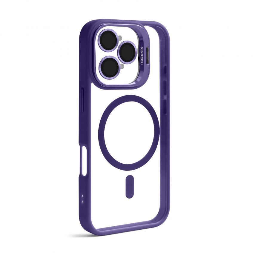 Чохол з функцією MagSafe для Apple iPhone 15 Pro Max з підставкою та захистом для камер violet