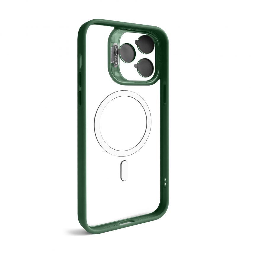 Чехол с функцией MagSafe для Apple iPhone 14 Pro с подставкой и защитой для камер green