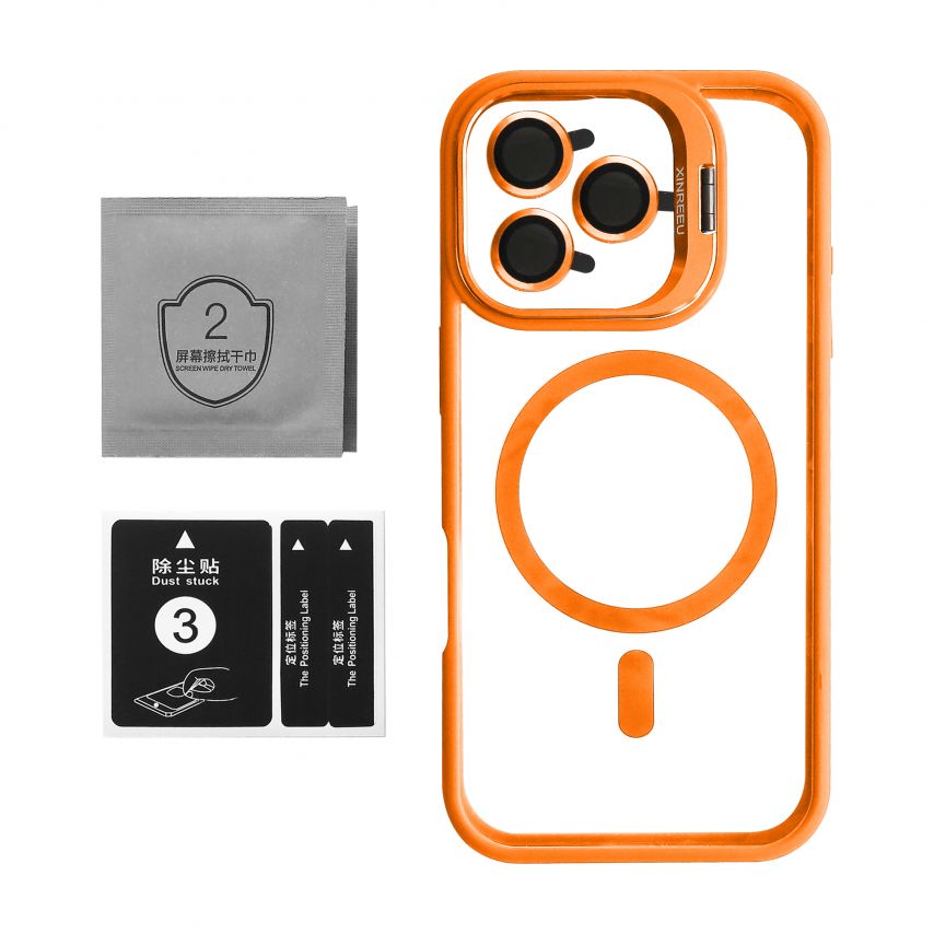 Чохол з функцією MagSafe для Apple iPhone 15 Pro Max з підставкою та захистом для камер orange