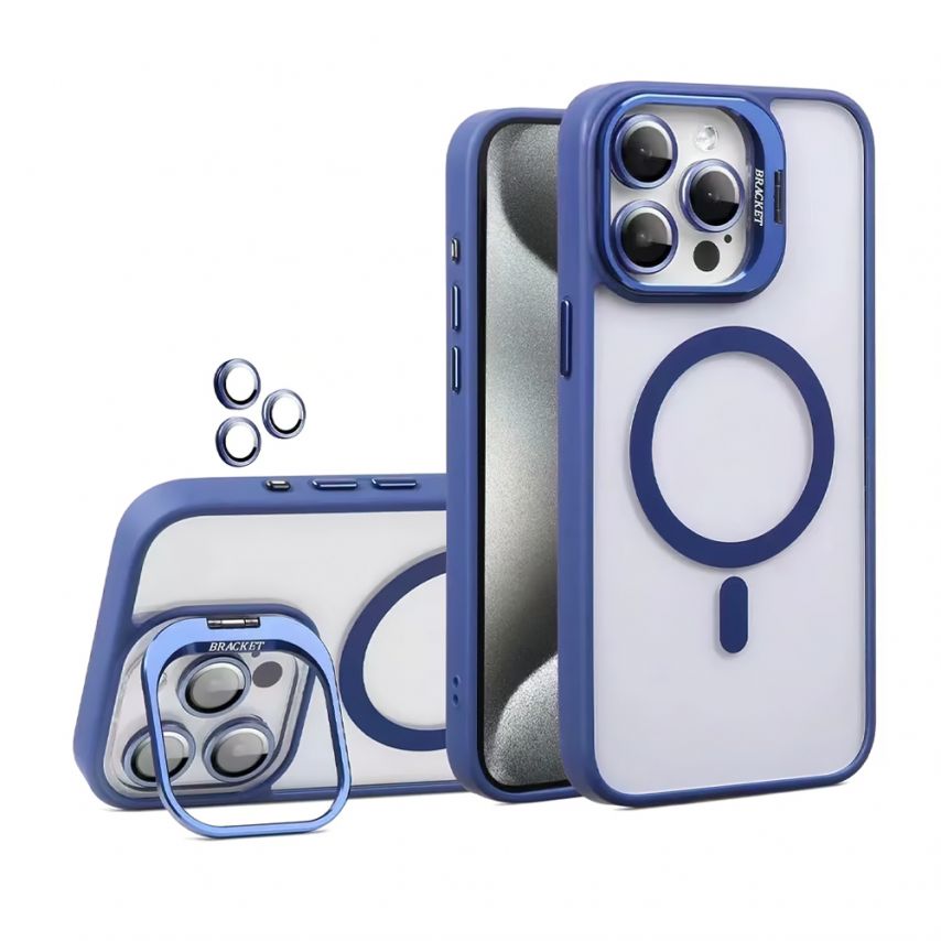 Чохол з функцією MagSafe для Apple iPhone 14 Pro з підставкою та захистом для камер dark blue