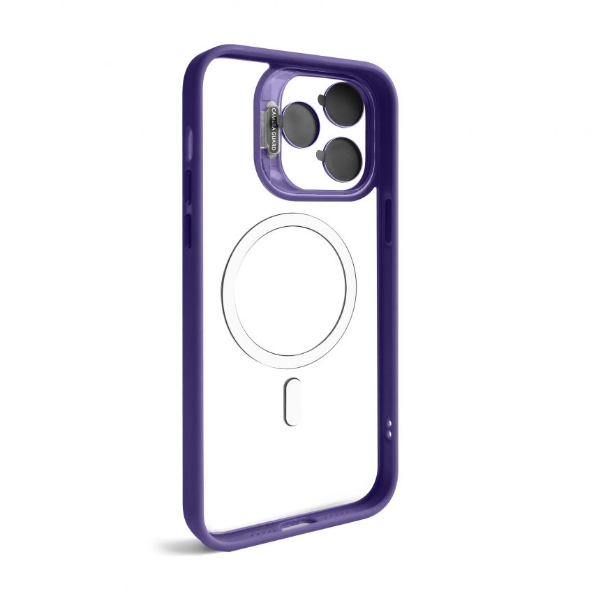 Чехол с функцией MagSafe для Apple iPhone 14 Pro с подставкой и защитой для камер violet
