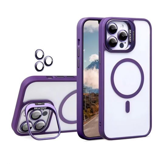 Чохол з функцією MagSafe для Apple iPhone 14 Pro з підставкою та захистом для камер violet