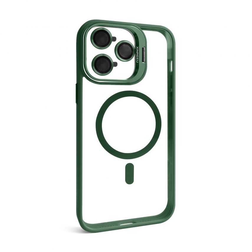 Чехол с функцией MagSafe для Apple iPhone 14 Pro Max с подставкой и защитой для камер green