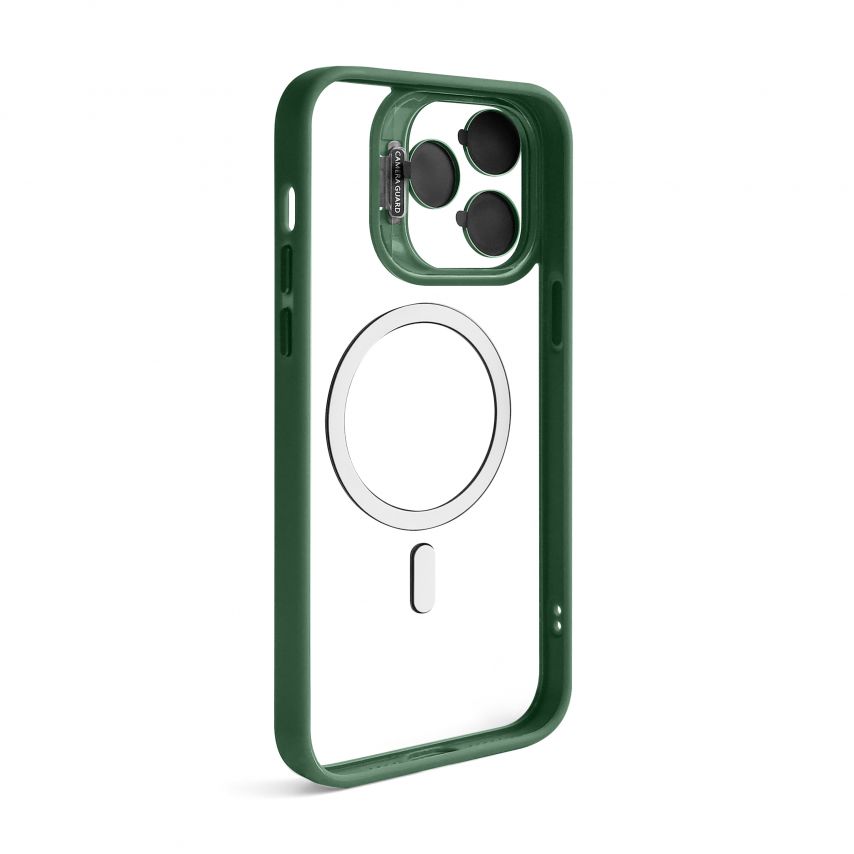 Чехол с функцией MagSafe для Apple iPhone 14 Pro Max с подставкой и защитой для камер green