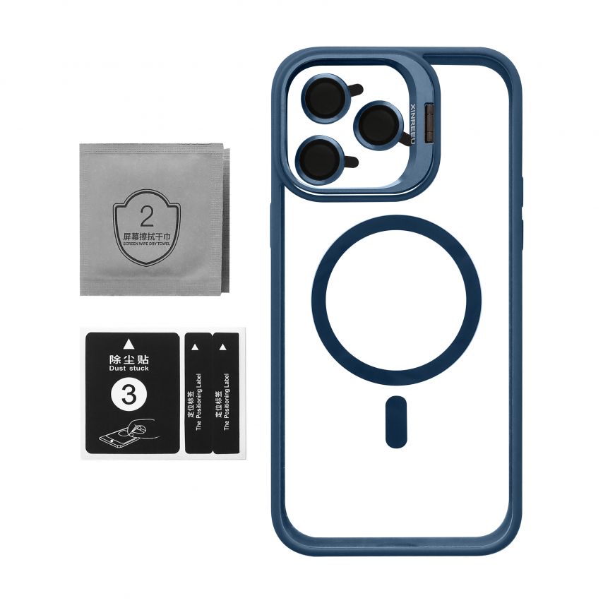 Чохол з функцією MagSafe для Apple iPhone 14 Pro Max з підставкою та захистом для камер dark blue