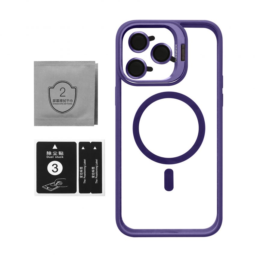 Чохол з функцією MagSafe для Apple iPhone 14 Pro Max з підставкою та захистом для камер violet