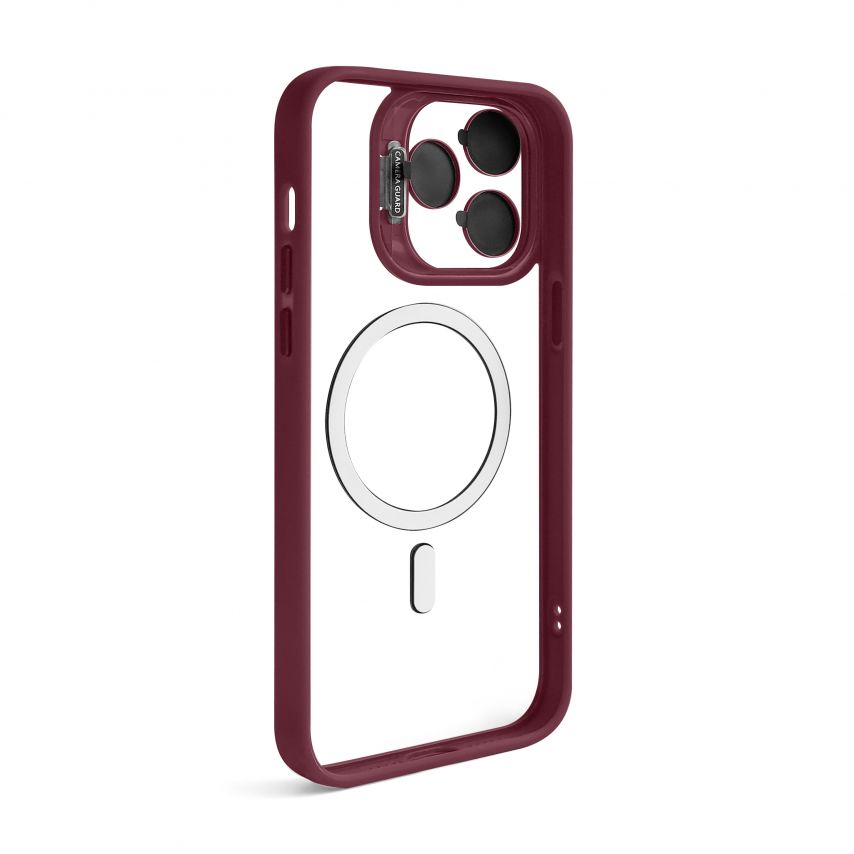 Чохол з функцією MagSafe для Apple iPhone 14 Pro Max з підставкою та захистом для камер bordo