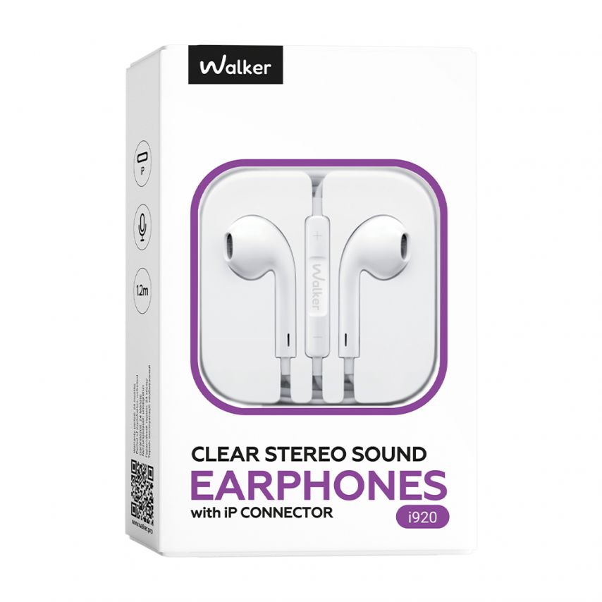 Наушники WALKER i920 Lightning (Universal IC) white