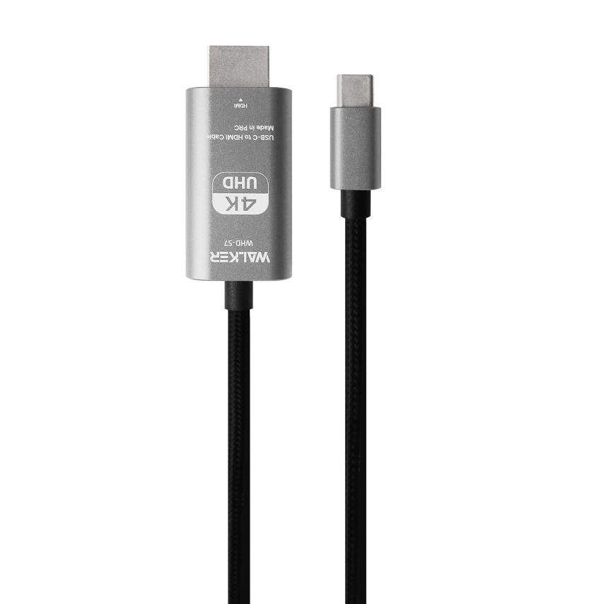 Кабель WALKER WHD-57 HDMI to Type-C 2м grey