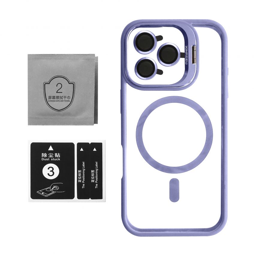 Чохол з функцією MagSafe для Apple iPhone 15 Pro з підставкою та захистом для камер lilac