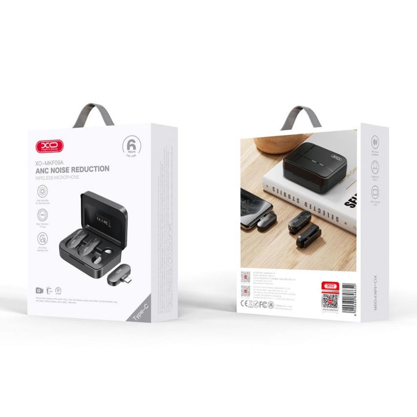 Микрофон петличный 2в1 XO MKF09A с разъёмом Type-C black