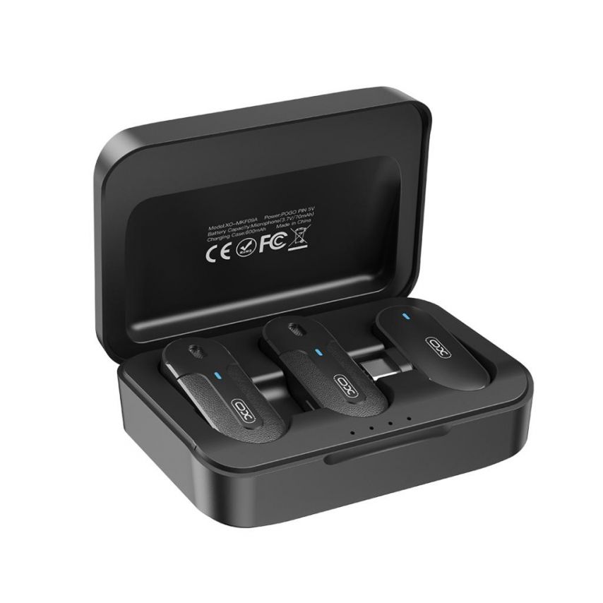 Микрофон петличный 2в1 XO MKF09A с разъёмом Type-C black