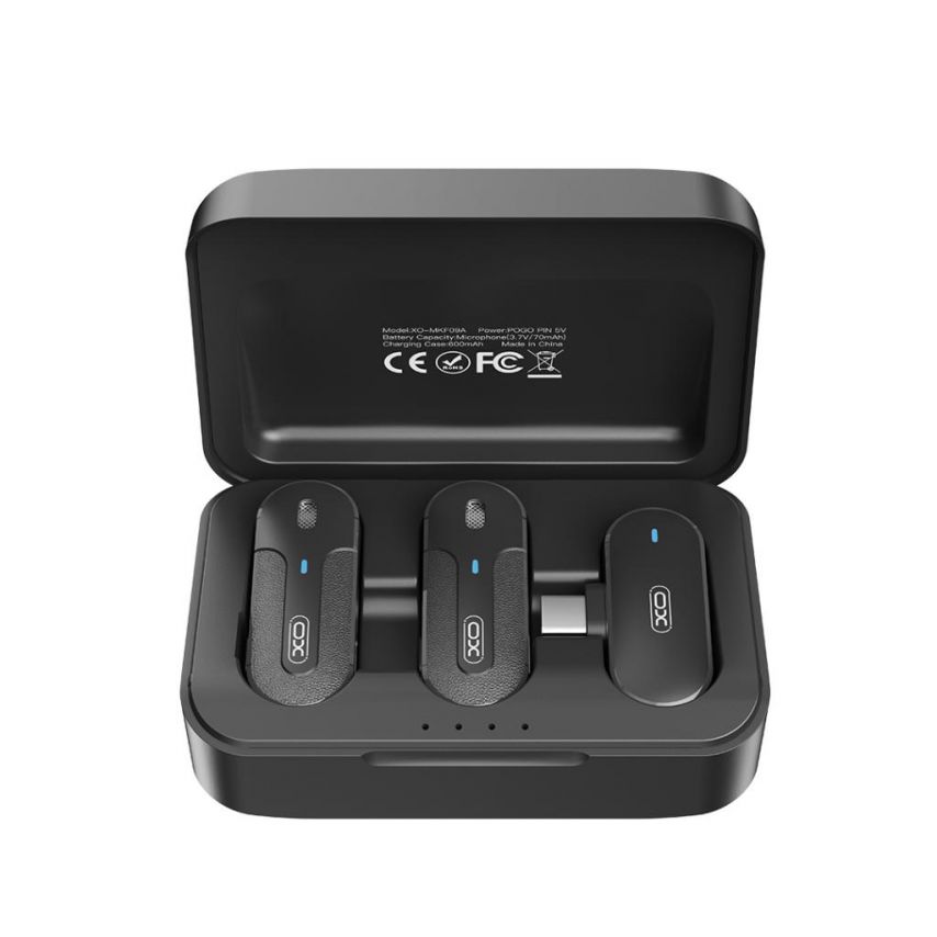 Микрофон петличный 2в1 XO MKF09A с разъёмом Type-C black