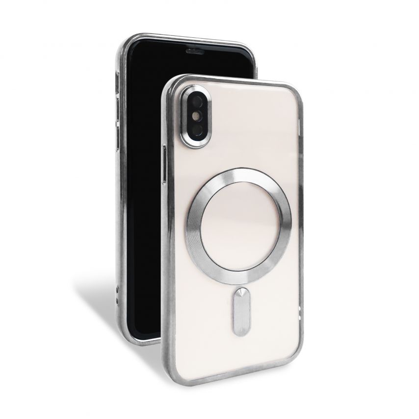 Чехол с функцией MagSafe для Apple iPhone X, Xs silver (10)