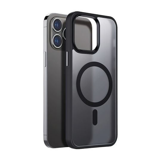 Чохол з функцією MagSafe для Apple iPhone 15 Pro Max з металевими кнопками black матовий