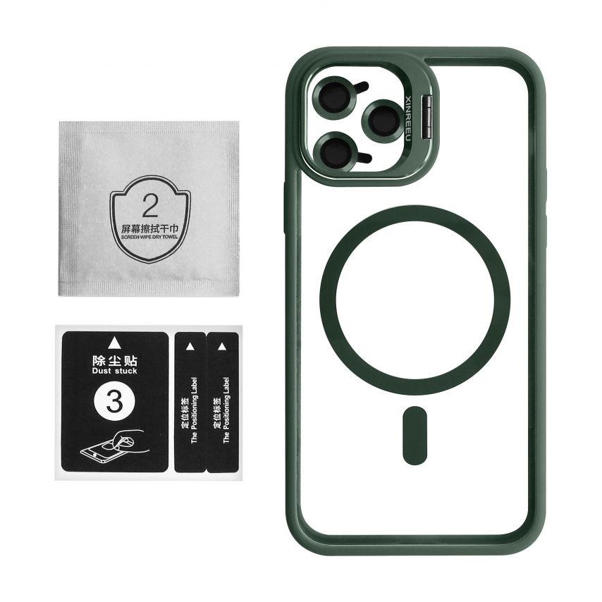 Чохол з функцією MagSafe для Apple iPhone 11 Pro з підставкою та захистом для камер green (1)