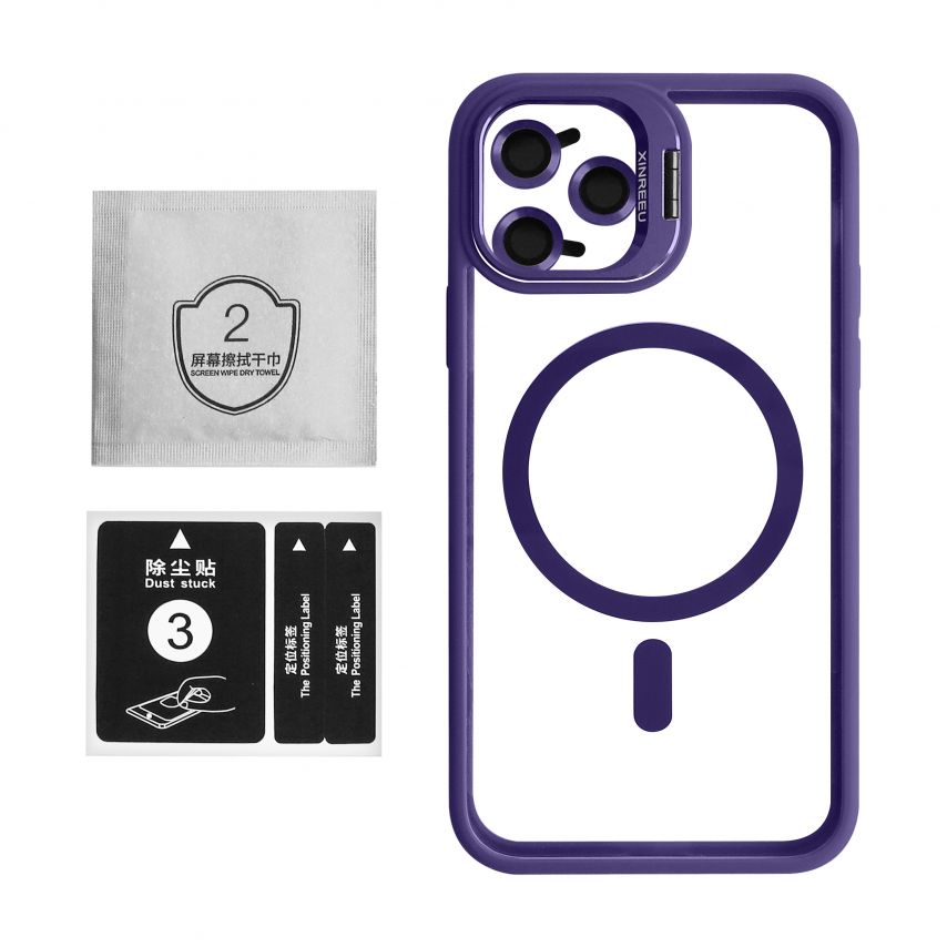 Чехол с функцией MagSafe для Apple iPhone 11 Pro с подставкой и защитой для камер (2) violet