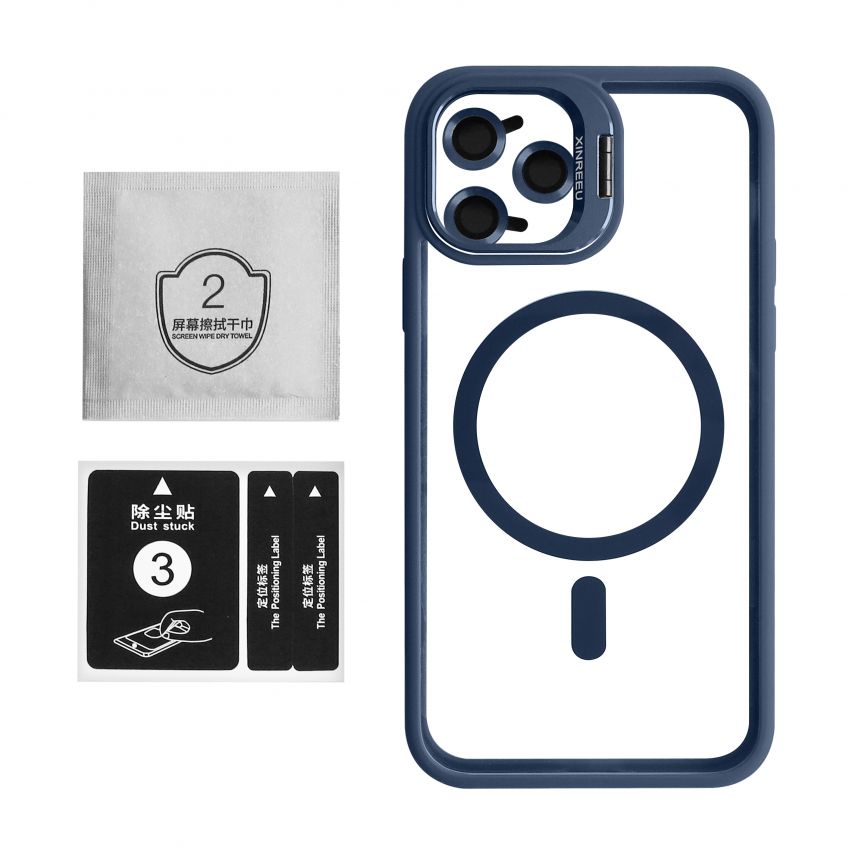 Чохол з функцією MagSafe для Apple iPhone 11 Pro з підставкою та захистом для камер dark blue (4)