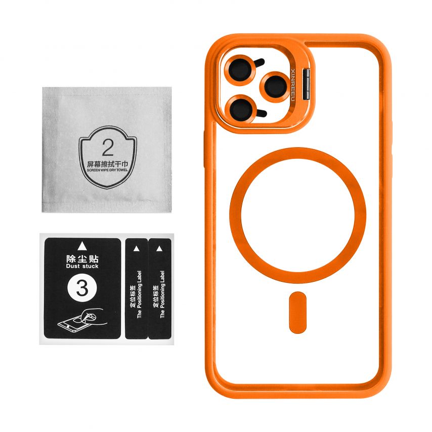 Чехол с функцией MagSafe для Apple iPhone 11 Pro с подставкой и защитой для камер orange (7)