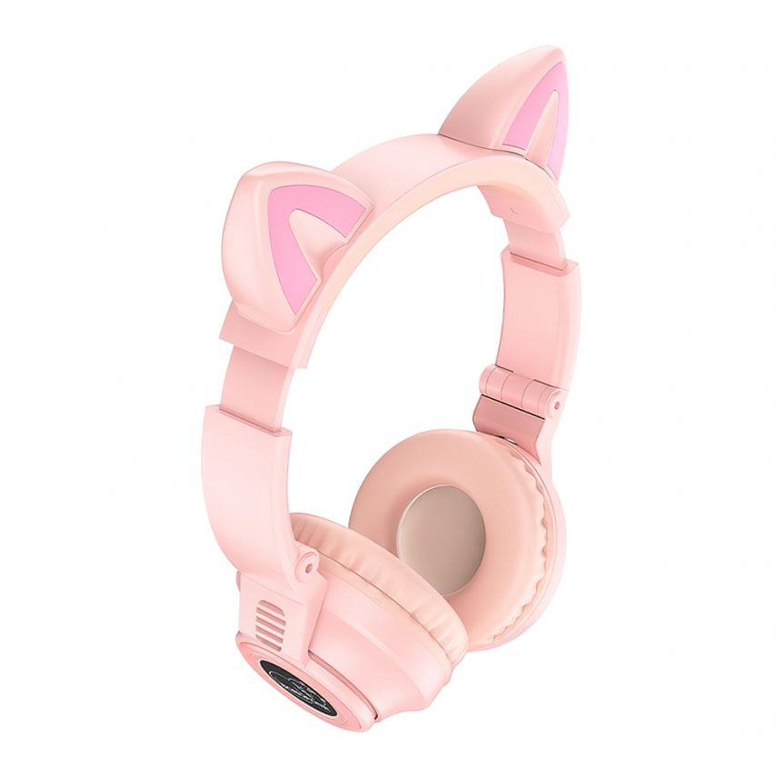 Наушники Bluetooth Borofone BO18 Cat Ear pink